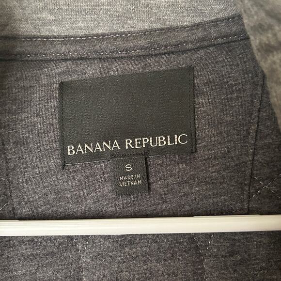 Banana Republic Men Small Gray Quilted Sweater Jacket Full Zip Cozy Lightweight - Picture 3 of 9